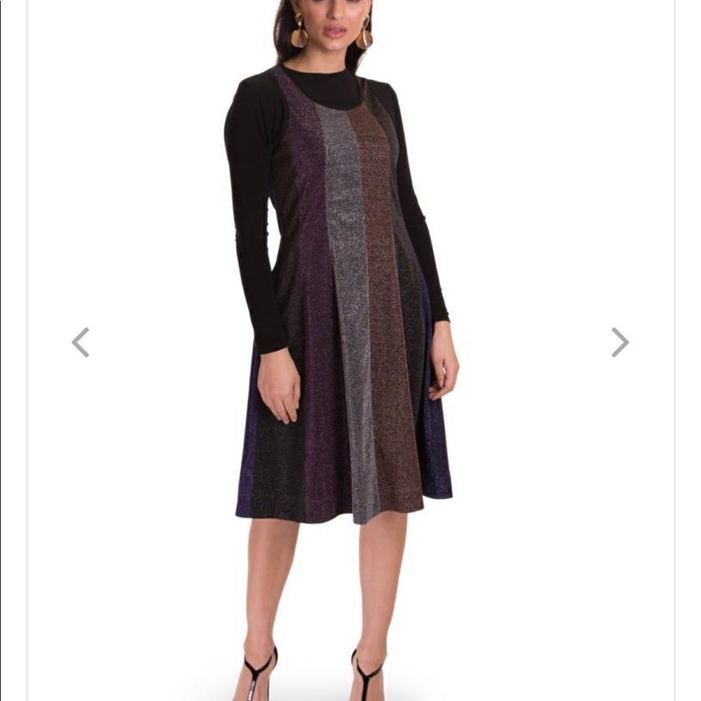 SARA NAVON multicolor striped sparkle dress
